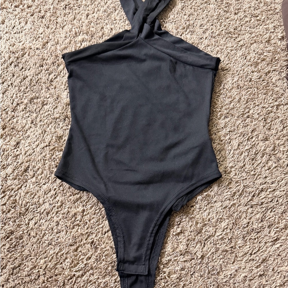 SHEIN Black One-Shoulder Bodysuit